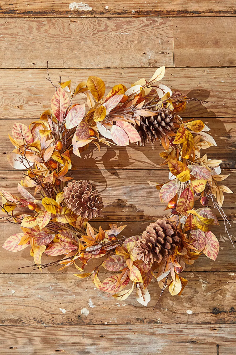 Decorator's Warehouse 24" Natural Leaf Berry Cone Wreath > Fall Decor|Fall Decor