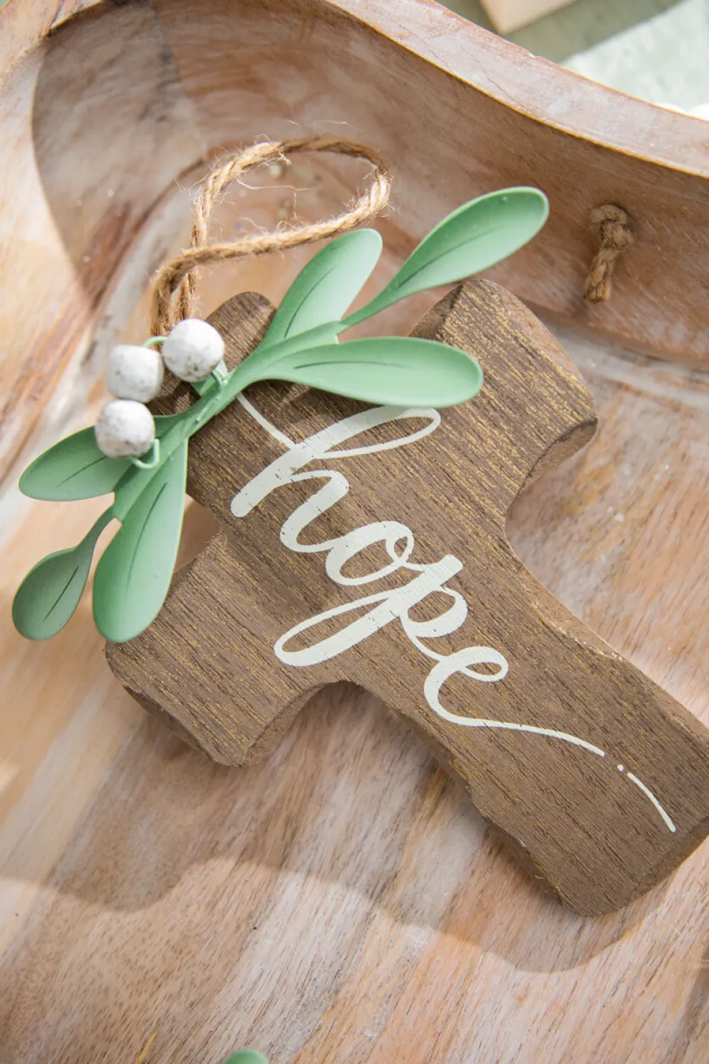 Decorator's Warehouse 6" Natural Wood Cross Ornament > Christmas Decor|Nativity Ornaments
