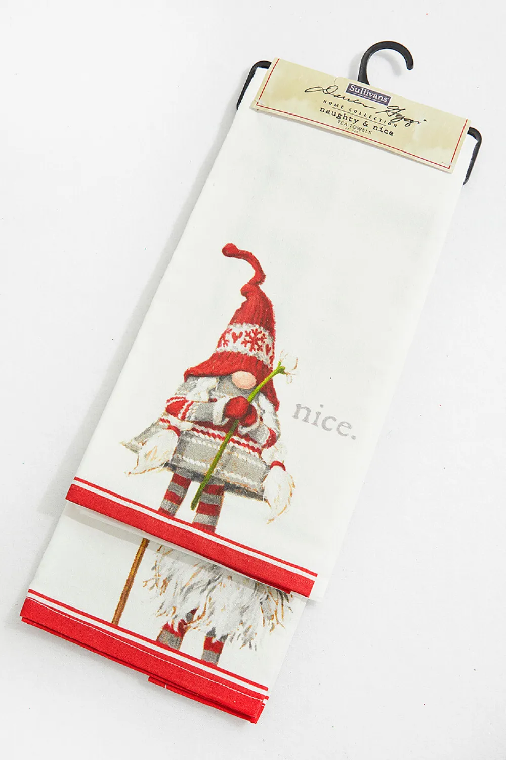 Decorator's Warehouse Naughty & Nice Gnome Tea Towels - Set of 2 > Christmas Textiles|Fun Gifts