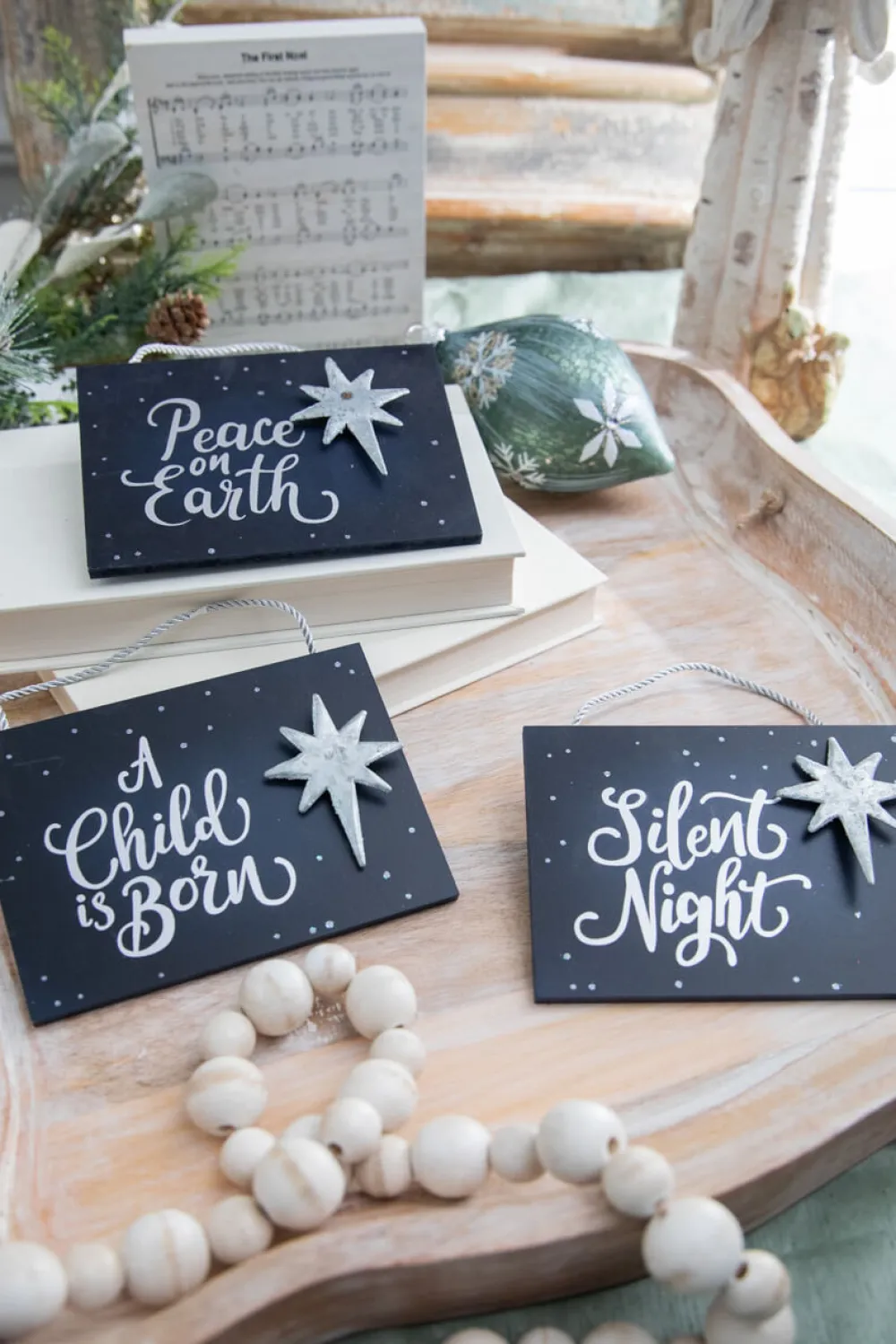 Decorator's Warehouse 4.5" Navy Holy Night Plaque Ornament > Christmas Decor|Nativity Ornaments