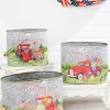 Decorator's Warehouse 9.8" Nesting Metal Americana Truck Design Buckets - Set Of 3 > Patriotic Decor|Patriotic Decor