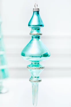 Decorator's Warehouse 9.5" Northern Sky Blue Glass Finial Ornament > Christmas Decor|Blue Christmas