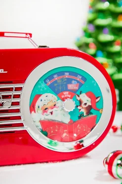 Decorator's Warehouse 10" North Pole Radio Red > Christmas Decor|Retro Brites