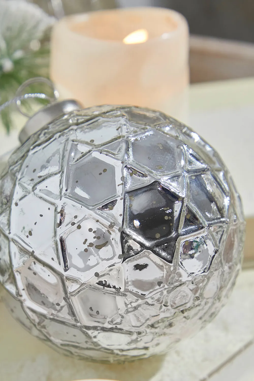 Decorator's Warehouse 4" North Star Mercury Glass Ornament > White Christmas|Christmas Decor