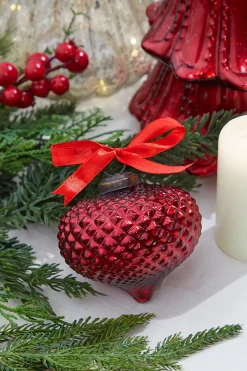 Decorator's Warehouse 4" Onion Hobnail Ruby Glass Ornament > Christmas Decor|Christmas Ornaments