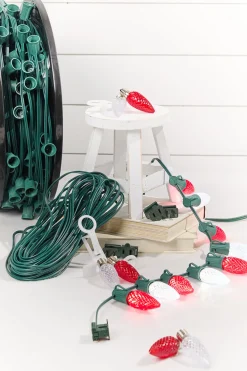 Decorator's Warehouse 100' Outdoor Christmas Lighting Kit - Cool White/Red > Outdoor Christmas Lighting Kits|C9 Bulbs