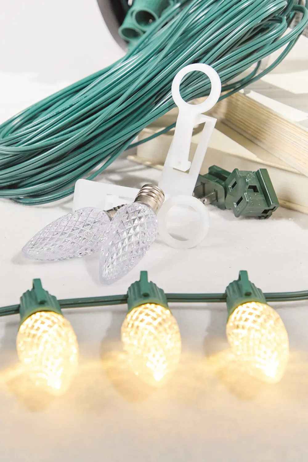 Decorator's Warehouse 100' Outdoor Christmas Lighting Kit - Warm White > Outdoor Christmas Lighting Kits|C9 Bulbs