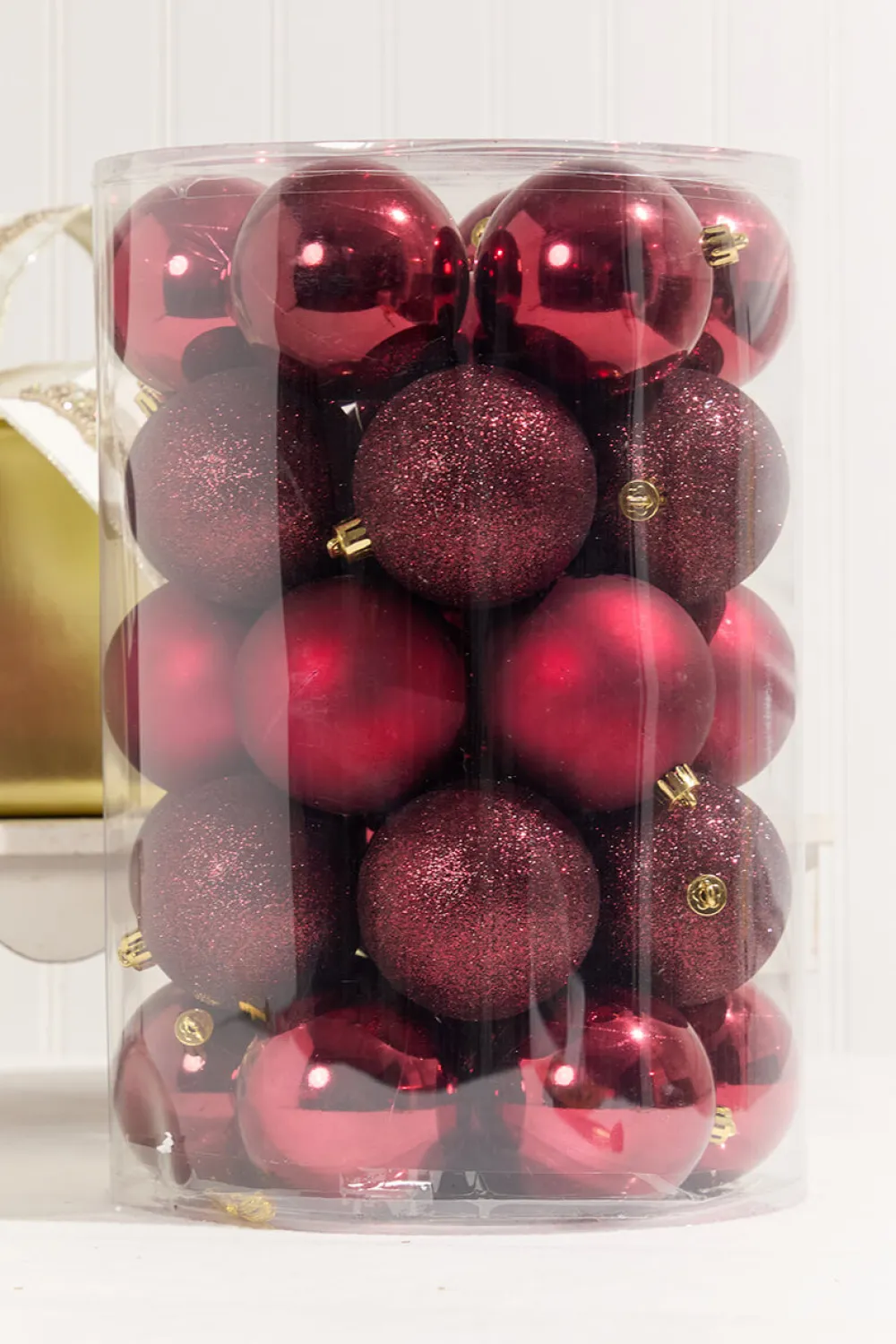 Decorator's Warehouse 3" Oxblood Shatterproof Tube > Boxed Sets|Christmas Decor