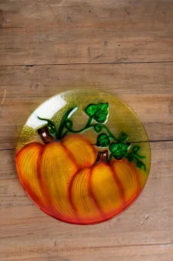 Decorator's Warehouse Painted Glass Harvest Pumpkin Plate > Fall Decor|Fall Decor