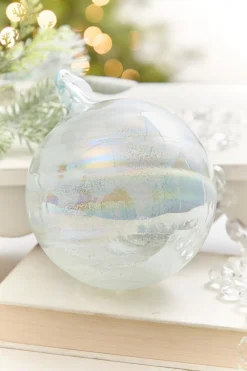 Decorator's Warehouse 5" Pale Blue Iridescent Glass Ball Ornament > Christmas Decor|Retro Brites