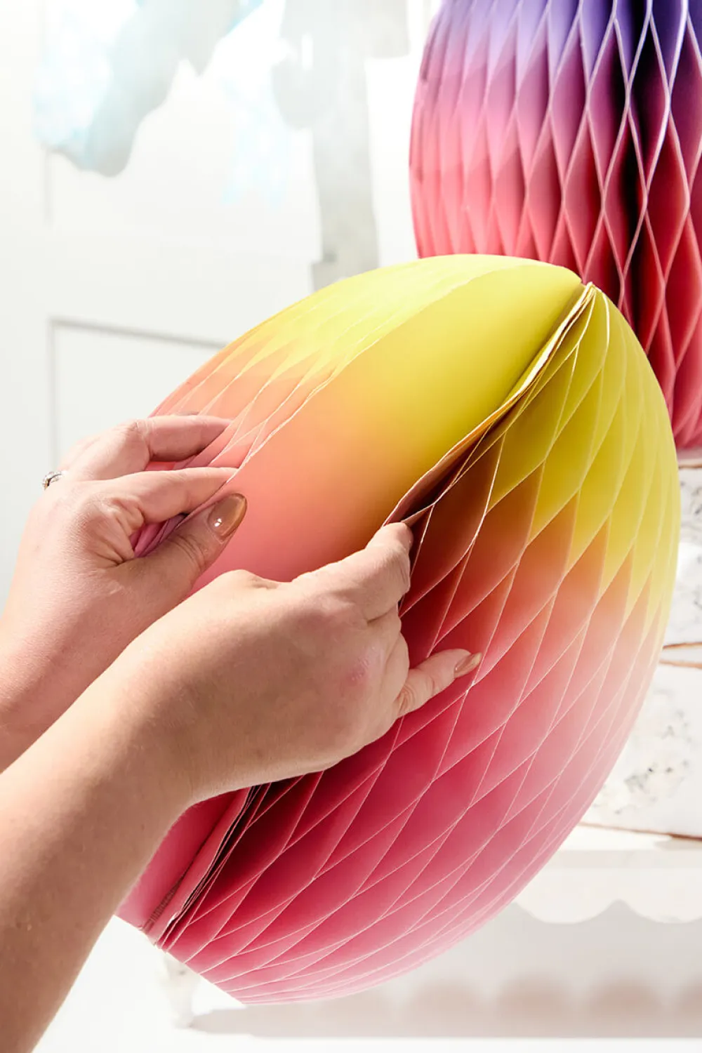Decorator's Warehouse 14" Paper Honeycomb Ombre Egg > Easter Table Decor|Easter Decor