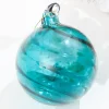 Decorator's Warehouse 3" - 5" Peacock Blue Glass Swirl Ornament > Christmas Decor|Christmas Ornaments