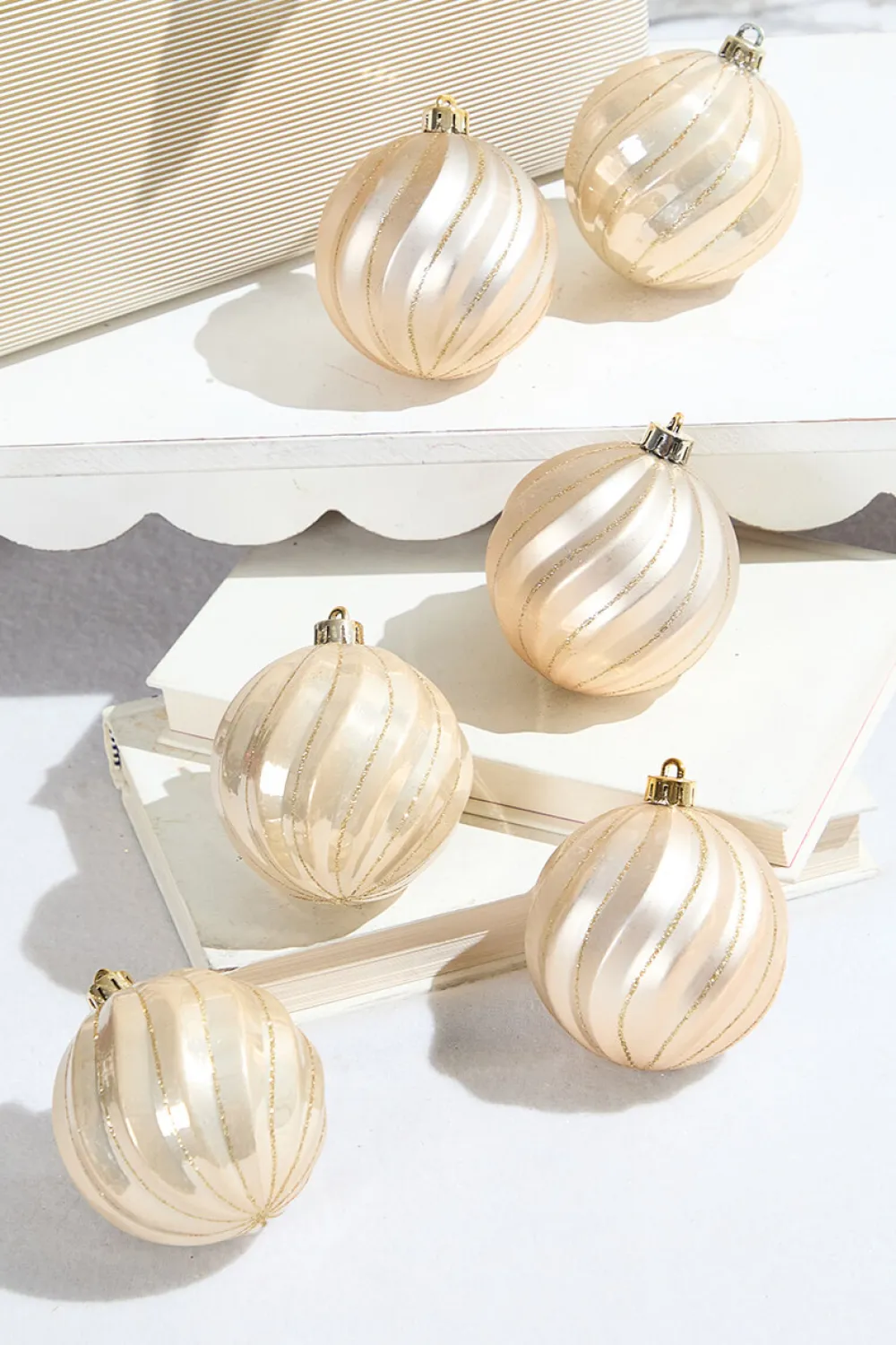 Decorator's Warehouse 3" Pearl Shatterproof Boxed - Set of 6 > Boxed Sets|Christmas Decor