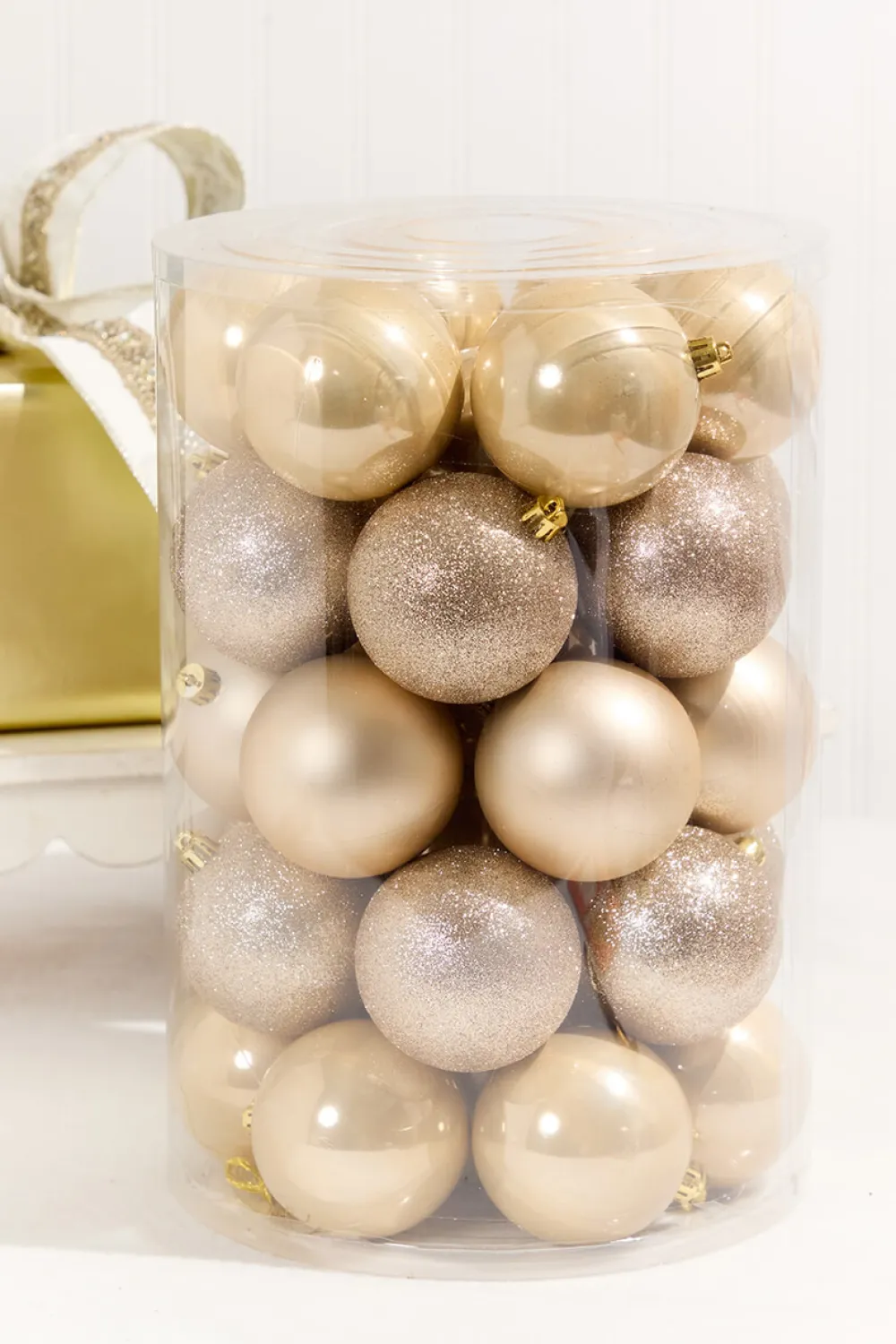 Decorator's Warehouse 3" Pearl Shatterproof Ornament Tub > Christmas Decor|Natural Elegance