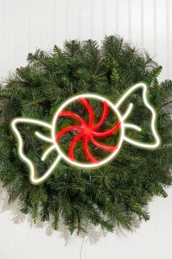 Decorator's Warehouse 10.6" Peppermint Round Candy Lit Neon Sign > Peppermint|Christmas Decor