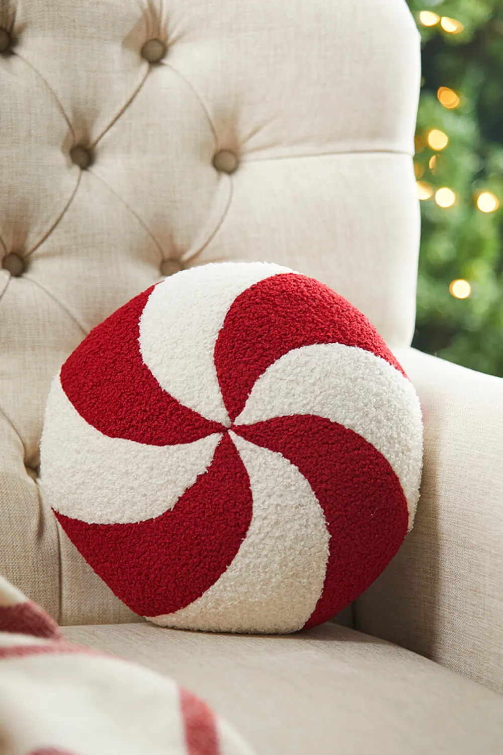 Decorator's Warehouse Peppermint Round Pillow 11" x 11" > Christmas Decor|Christmas Textiles