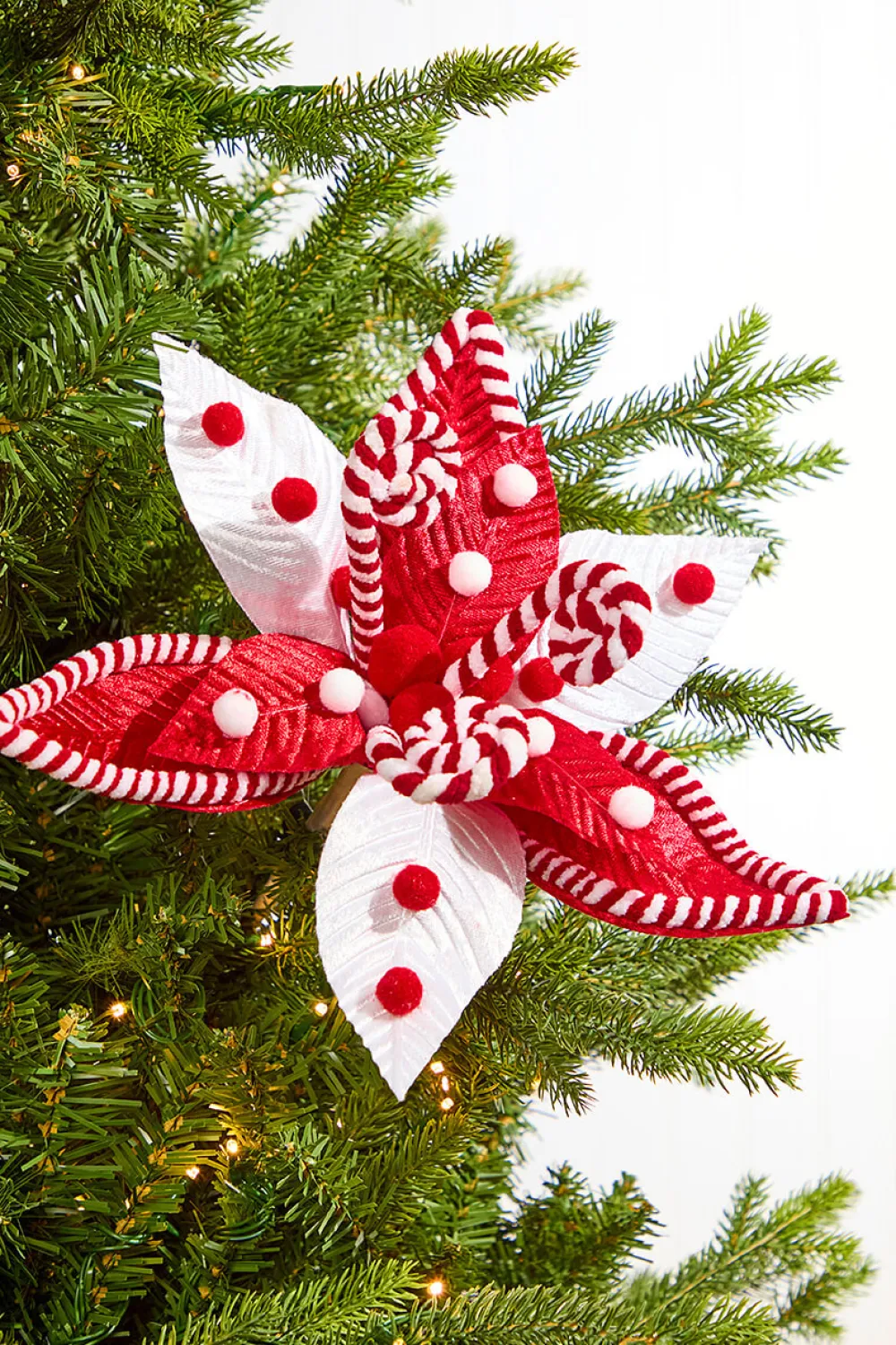 Decorator's Warehouse 22" Peppermint Swirl Poinsettia Stem > Christmas Decor|Storyville