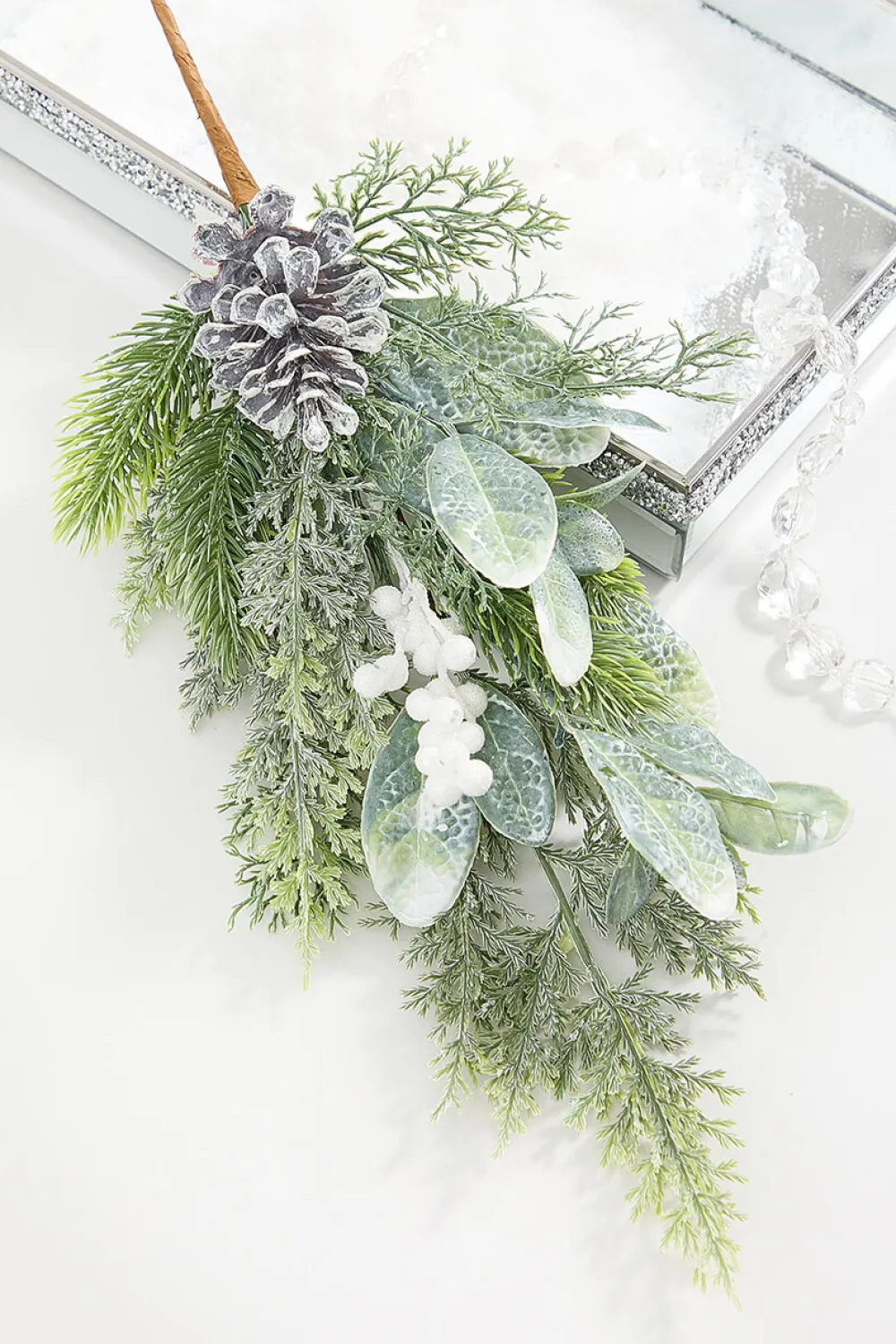 Decorator's Warehouse 22.5" Pinecone Berry Pine Spray > White Christmas|Christmas Sprays
