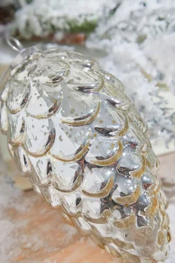 Decorator's Warehouse 7" Pinecone Burnished Mercury Glass Ornament > White Christmas|Christmas Decor