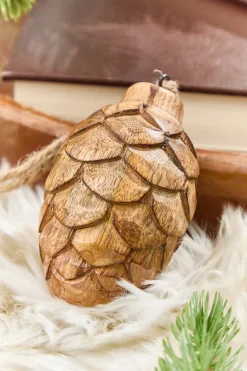 Decorator's Warehouse 5" Pinecone Wood Ornament > Winter Woodland|Heritage Plaid