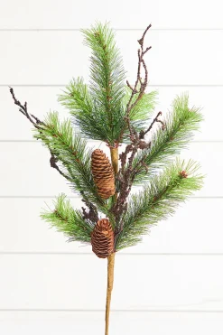 Decorator's Warehouse 22" Pine Spray > Cardinal|Natural Greenery