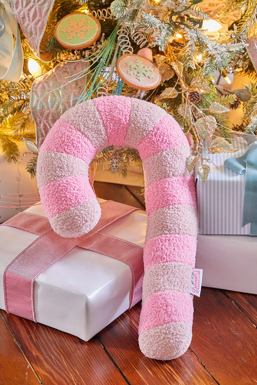 Decorator's Warehouse Pink Candy Cane Pillow > Christmas Decor|Christmas Textiles