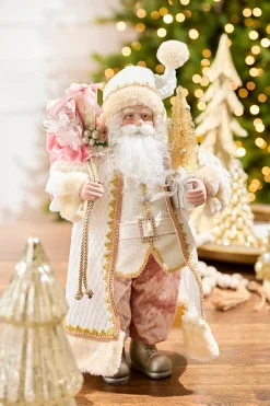 Decorator's Warehouse 21" Pink Champagne Santa With Sack And Tree > Santa'S Sweet Shoppe|Santas & Angels