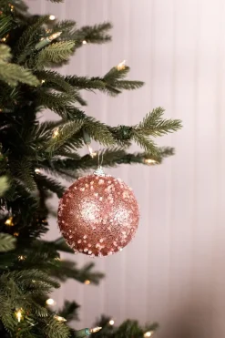 Decorator's Warehouse 4.5” Pink Glitter Sequin Iced Ball Christmas Ornaments > Christmas Decor|Valentine'S Decor