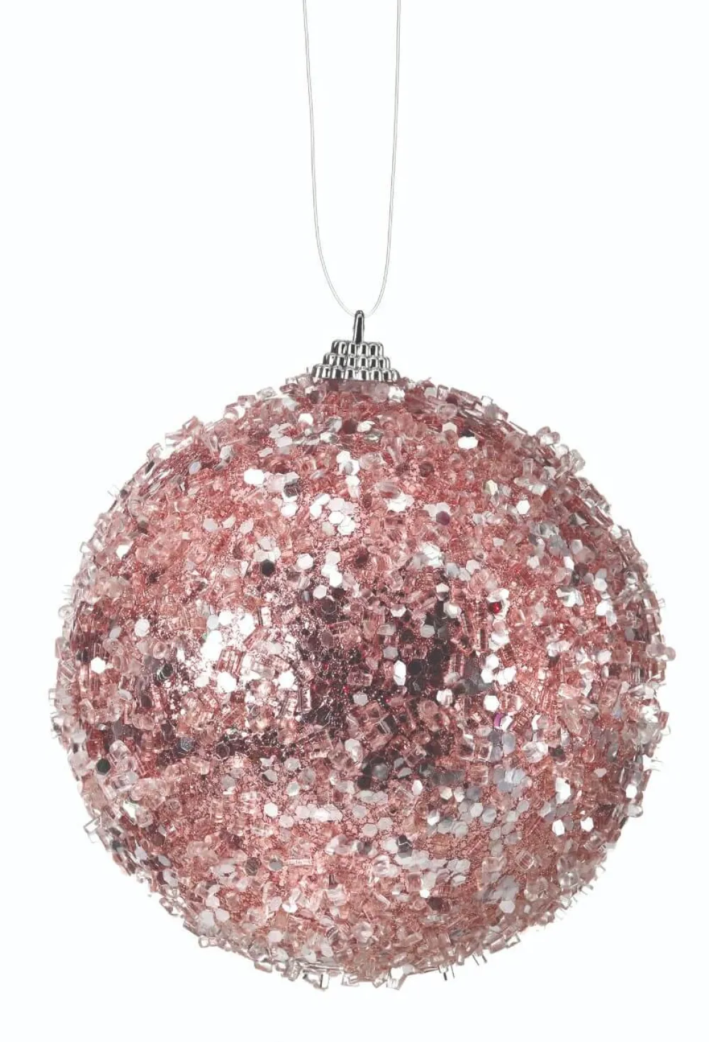Decorator's Warehouse 4.5” Pink Glitter Sequin Iced Ball Christmas Ornaments > Christmas Decor|Valentine'S Decor