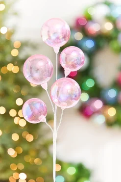 Decorator's Warehouse 15" Pink Iridescent Ball Pick > Christmas Sprays|Christmas Decor
