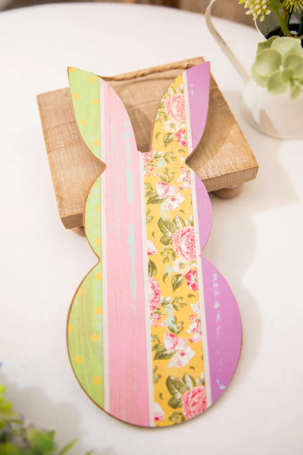 Decorator's Warehouse 10" Pink/Lavender/Yellow/Green Pattern Rabbit > Easter Decor|Easter Decor