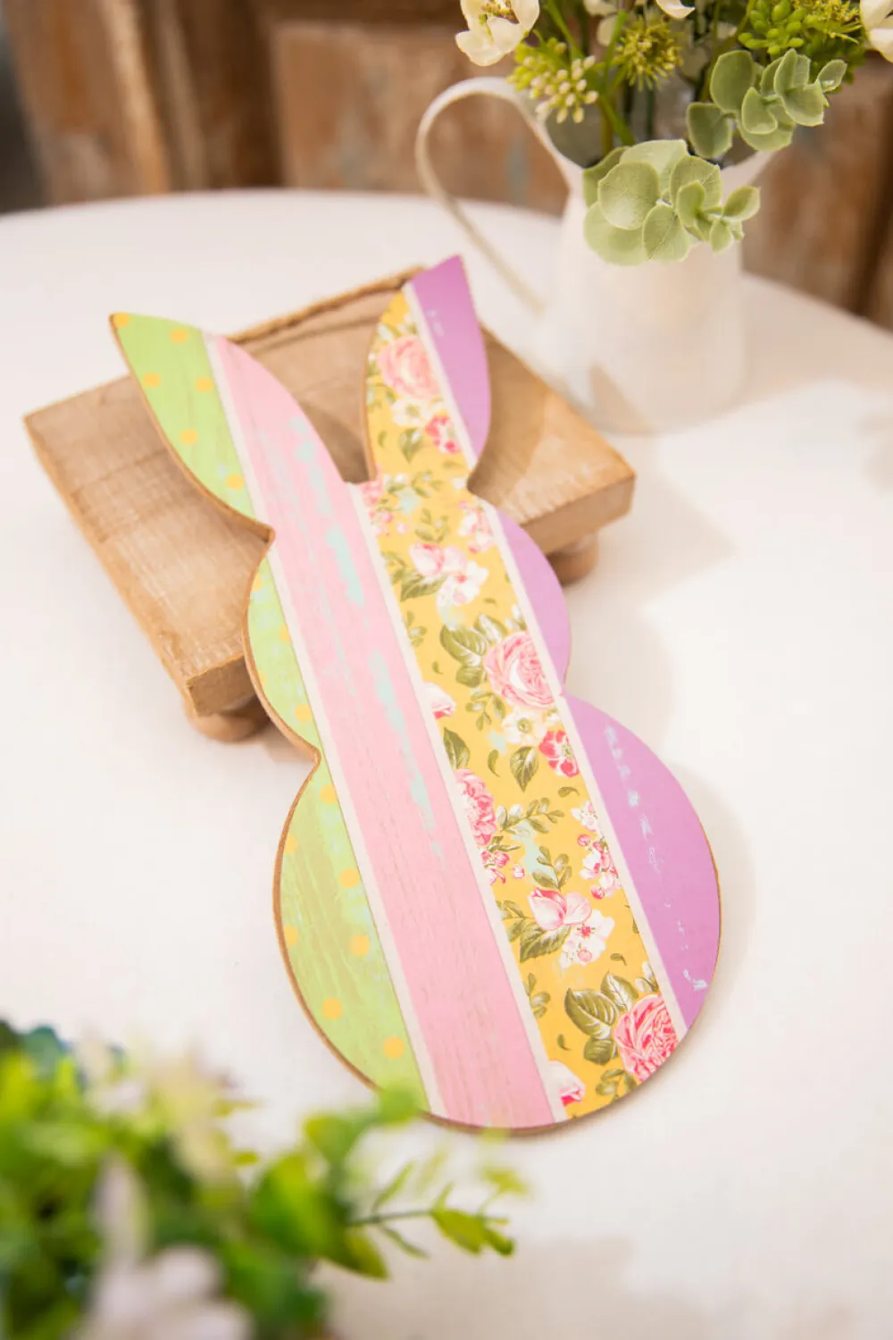 Decorator's Warehouse 10" Pink/Lavender/Yellow/Green Pattern Rabbit > Easter Decor|Easter Decor