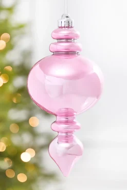 Decorator's Warehouse 9" Pink Pearlescent Finial Ornament > Christmas Decor|Shatterproof