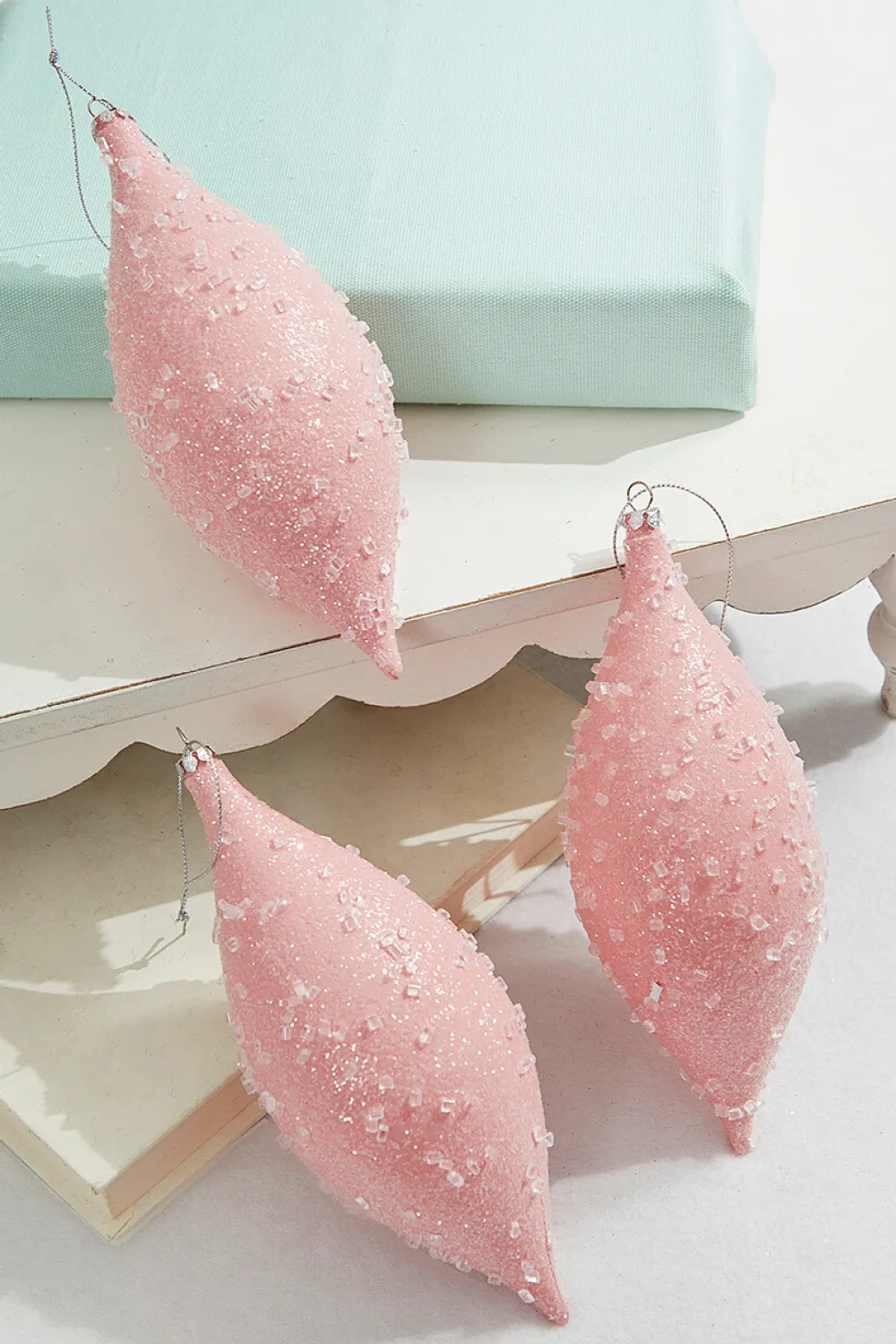 Decorator's Warehouse 7" Pink Sugar Iced Finial Ornament > Santa'S Sweet Shoppe