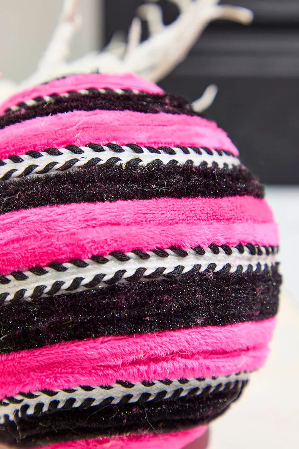 Decorator's Warehouse 5" Pink Velvet Stripe Ball Ornament > Halloween|Halloween