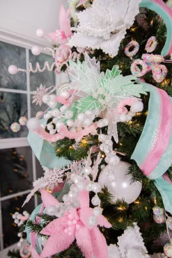 Decorator's Warehouse 25” Pink & White Velvet Corkscrew Spray > Christmas Sprays|Christmas Decor