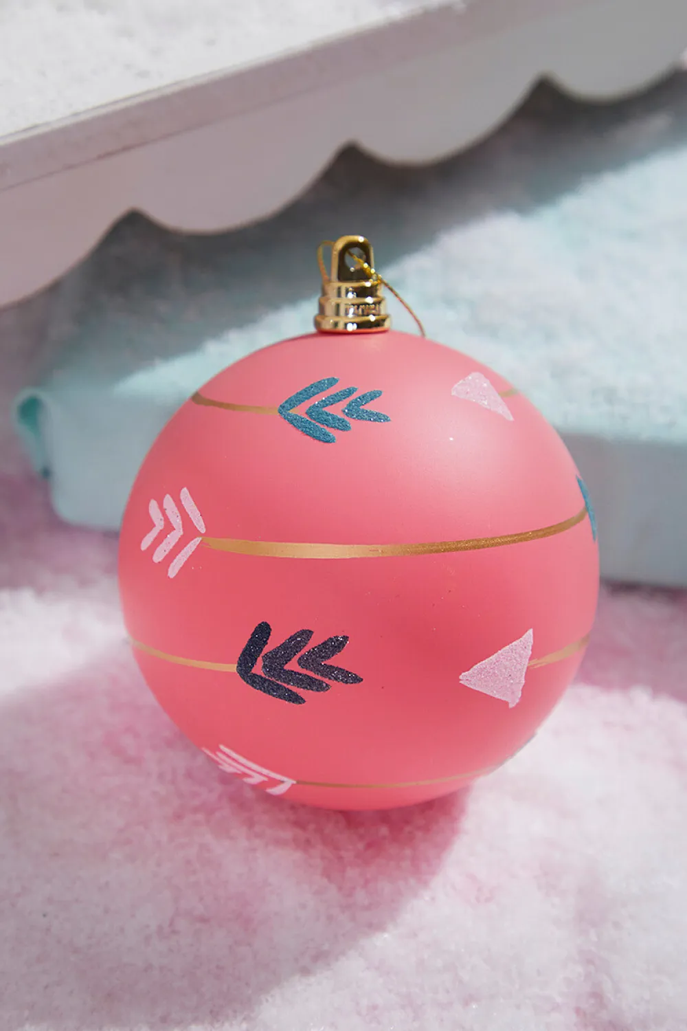 Decorator's Warehouse 4" Pink With Arrows Ball Ornament > Christmas Decor|Christmas Ornaments