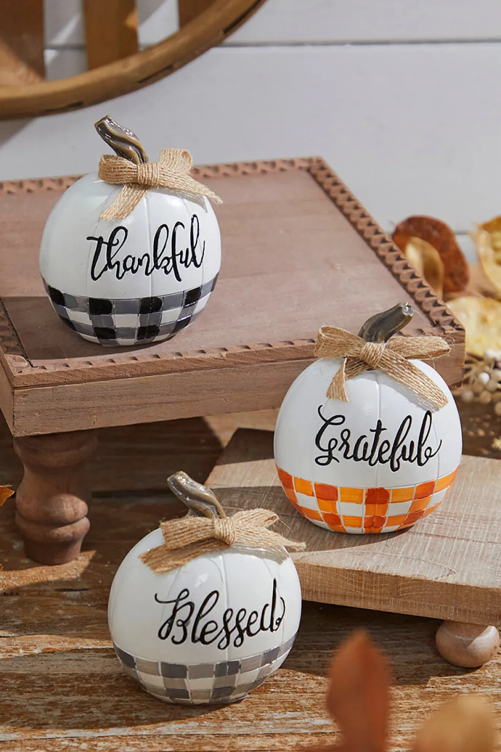 Decorator's Warehouse 4" Plaid Harvest Pumpkin > Fall Decor|Fall Decor