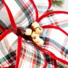 Decorator's Warehouse 23" Plaid Poinsettia Stem - Red and Green > Christmas Decor|Farmhouse