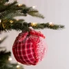 Decorator's Warehouse 4” Plaid Wool Ball Christmas Ornaments > Christmas Ornaments|Christmas Ornaments