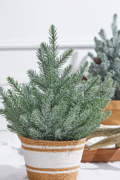 Decorator's Warehouse 18” Plastic Tree in Basket > Winter Woodland|Christmas Decor