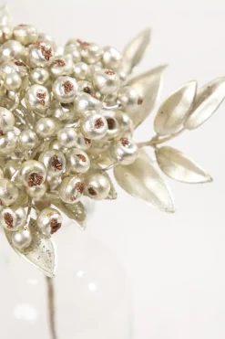 Decorator's Warehouse 14" Platinum Berry Bunch Metallic Stem > Gold & Champagne|Natural Elegance