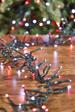 Decorator's Warehouse 53' Platinum Elite Cluster Lights - 1560L Cool White & Red (Green Cord) > Vintage Christmas Lights|Twinkle Cluster Lights