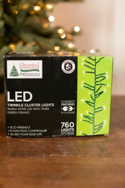 Decorator's Warehouse 25' Platinum Elite Cluster Lights - 760L Warm White (Green Cord) > White Christmas|Nutcracker