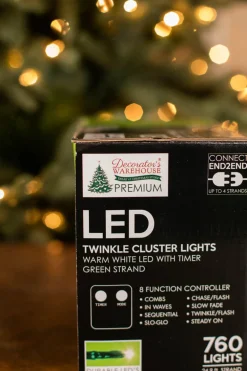 Decorator's Warehouse 25' Platinum Elite Cluster Lights - 760L Warm White (Green Cord) > White Christmas|Nutcracker
