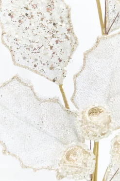 Decorator's Warehouse 27" Platinum Glitter Berry Leaf Spray > Christmas Sprays|Christmas Decor
