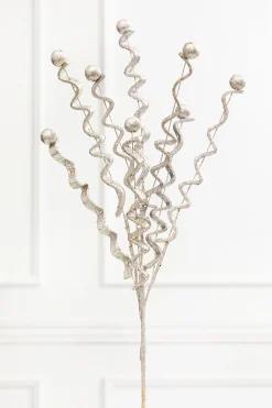 Decorator's Warehouse 28" Platinum Glitter Curly Spray > White Christmas|2026 New Additions