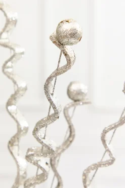 Decorator's Warehouse 28" Platinum Glitter Curly Spray > White Christmas|2026 New Additions
