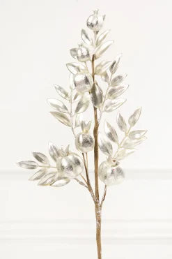Decorator's Warehouse 26" Platinum Metallic Pomegranate Stem > Christmas Sprays|Christmas Decor