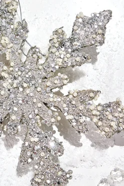 Decorator's Warehouse 12" Platinum Sequin & Pearl Snowflake > Christmas Decor|Natural Elegance